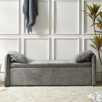 Aristides Modern 61''W Upholstered Storage Bench with Pillows Designed to Resemble Elephant Ears | Wayfair North America