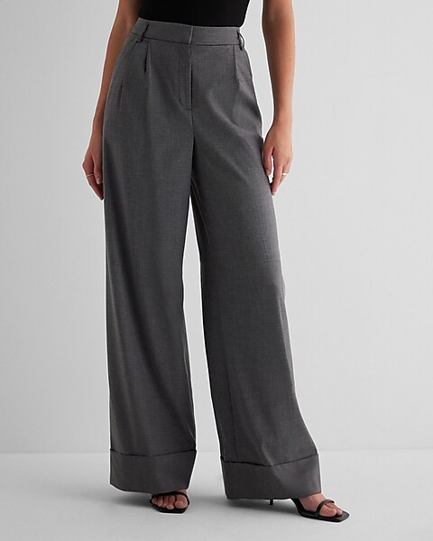High Waisted Pleated Wide Leg Pant | Express