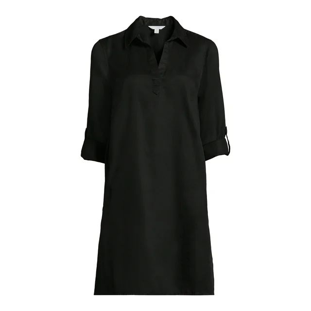 Time and Tru Women's Mini Shirt Dress with Sleeves, Sizes XS-3XL | Walmart (US)