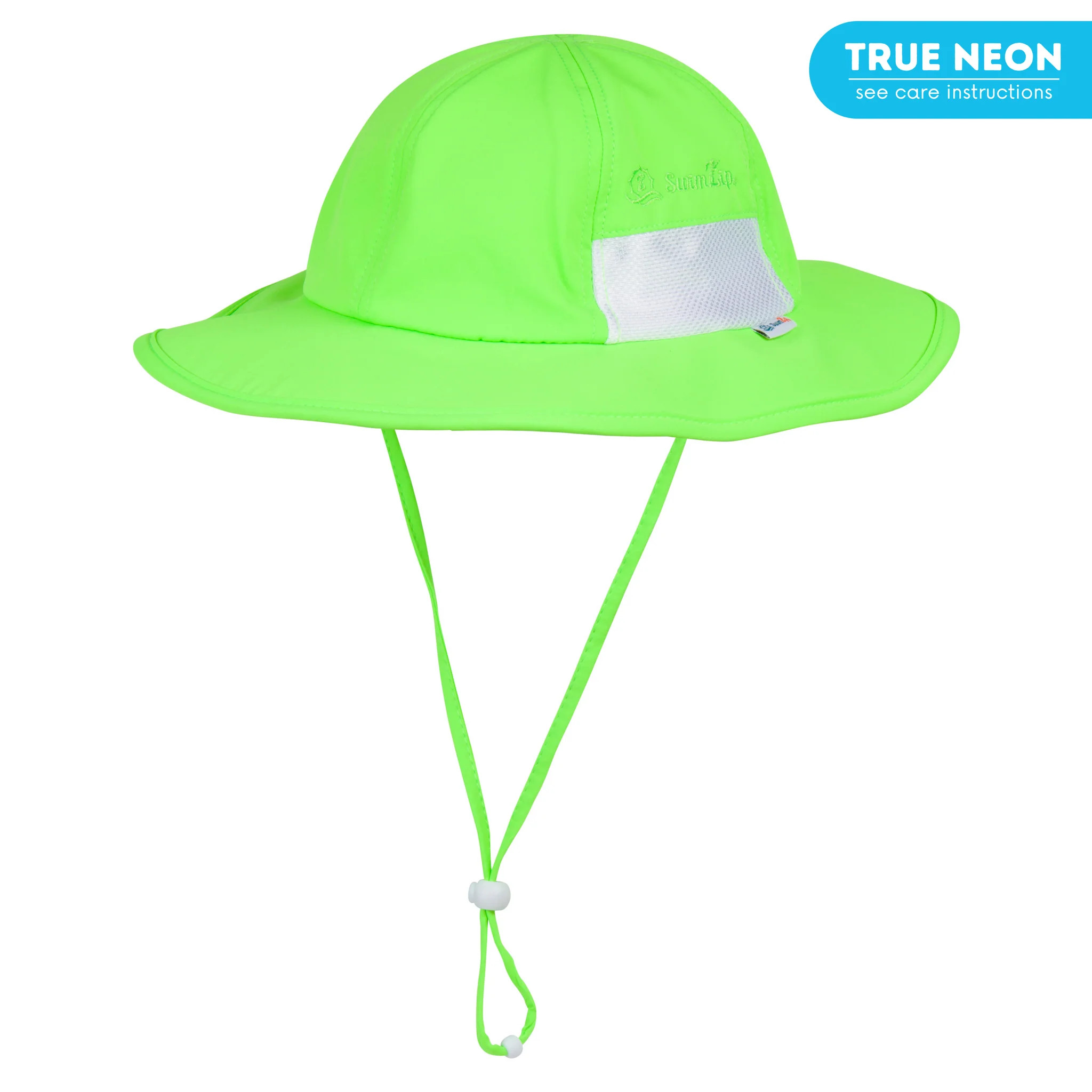 Kids Wide Brim Sun Hat "Fun Sun Day Play Hat" - Neon Lime Green | SwimZip