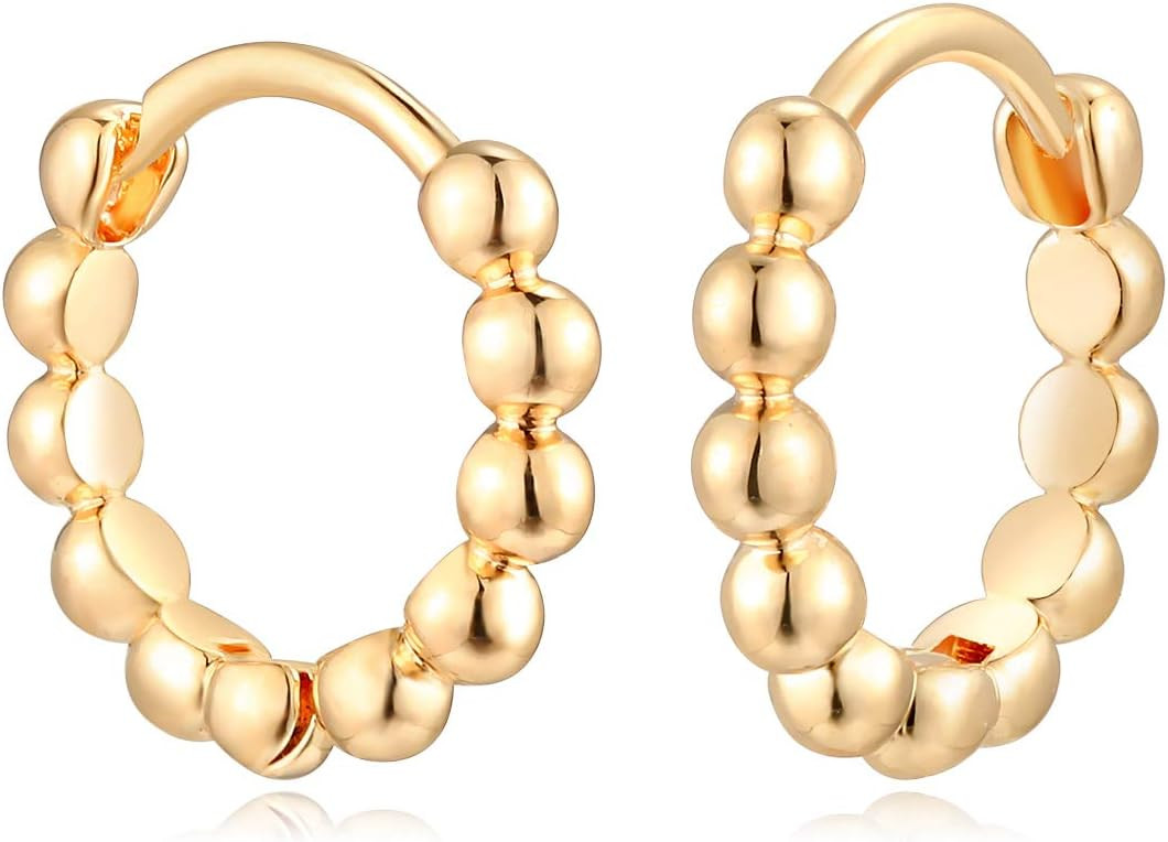 Women Earrings Gold Huggie Hoop 14K Small Simple Hypoallergenic Everyday Jewelry | Amazon (US)