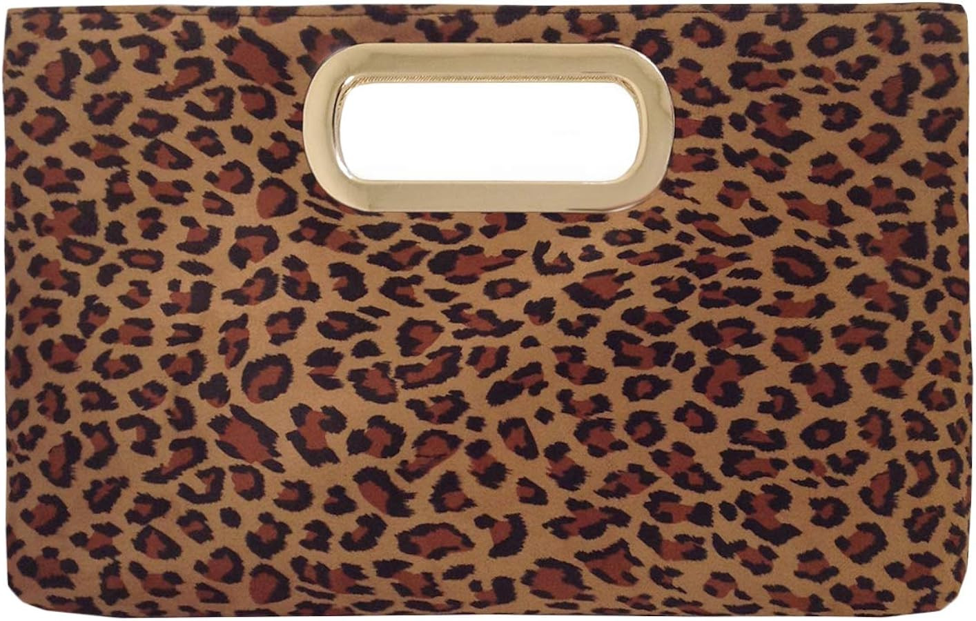 JNB Faux Suede Top Handle Small Leopard Clutch | Amazon (US)