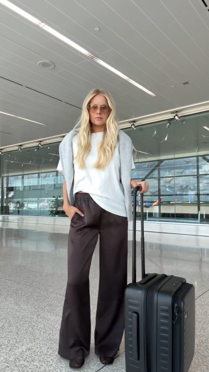 SIZES: small in tee, medium in sweater (heather chrome), small reg in pants (rich mocha brown), linked similar shoes! #kathleenpost

Travel outfit, international travel, travel day looks, airplane outfit, school pick up, school drop off, errands outfit #LTKStyleTip 

#LTKSeasonal #LTKTravel