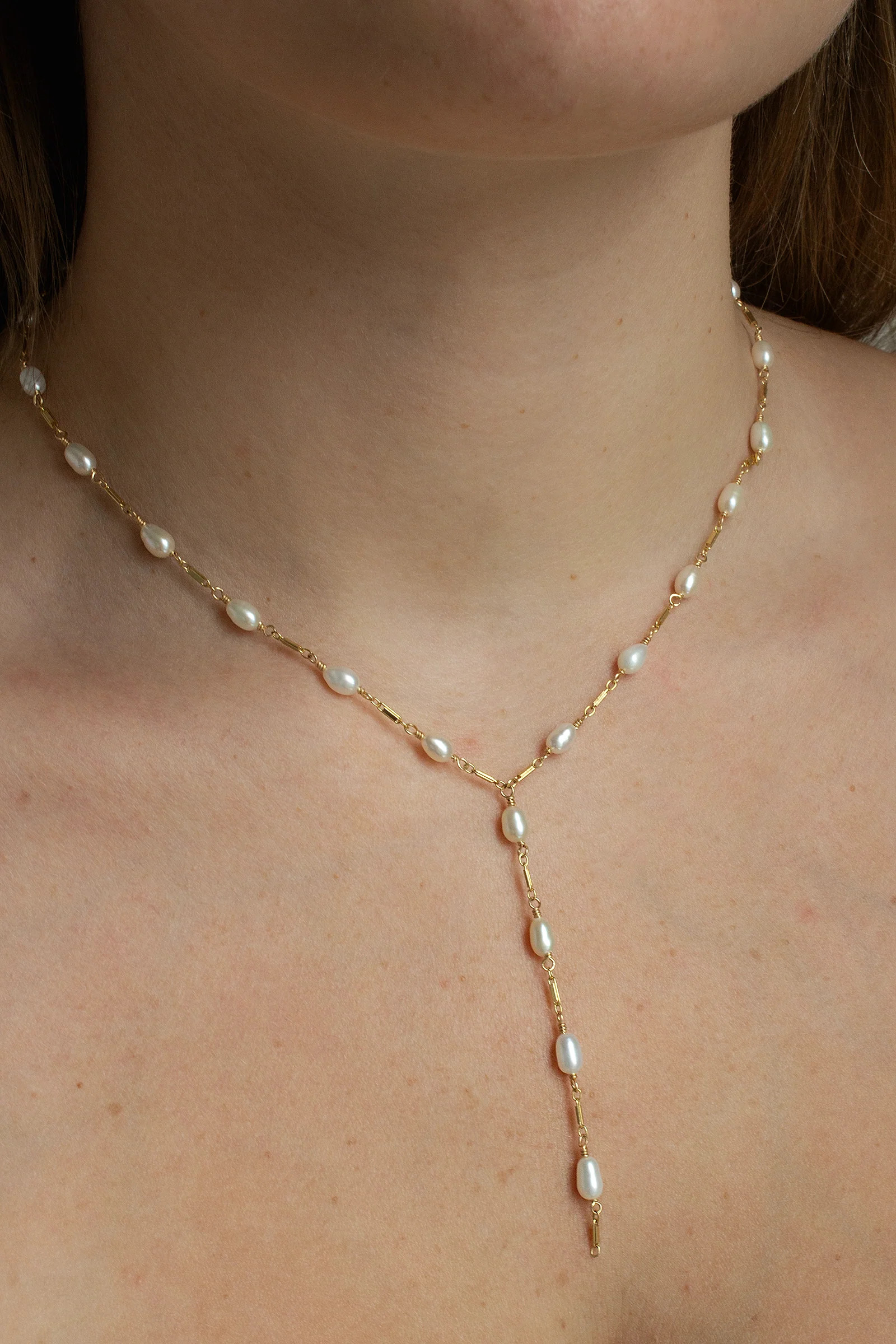 Dripping Freshwater Pearl Y Necklace | Christine Elizabeth Jewelry