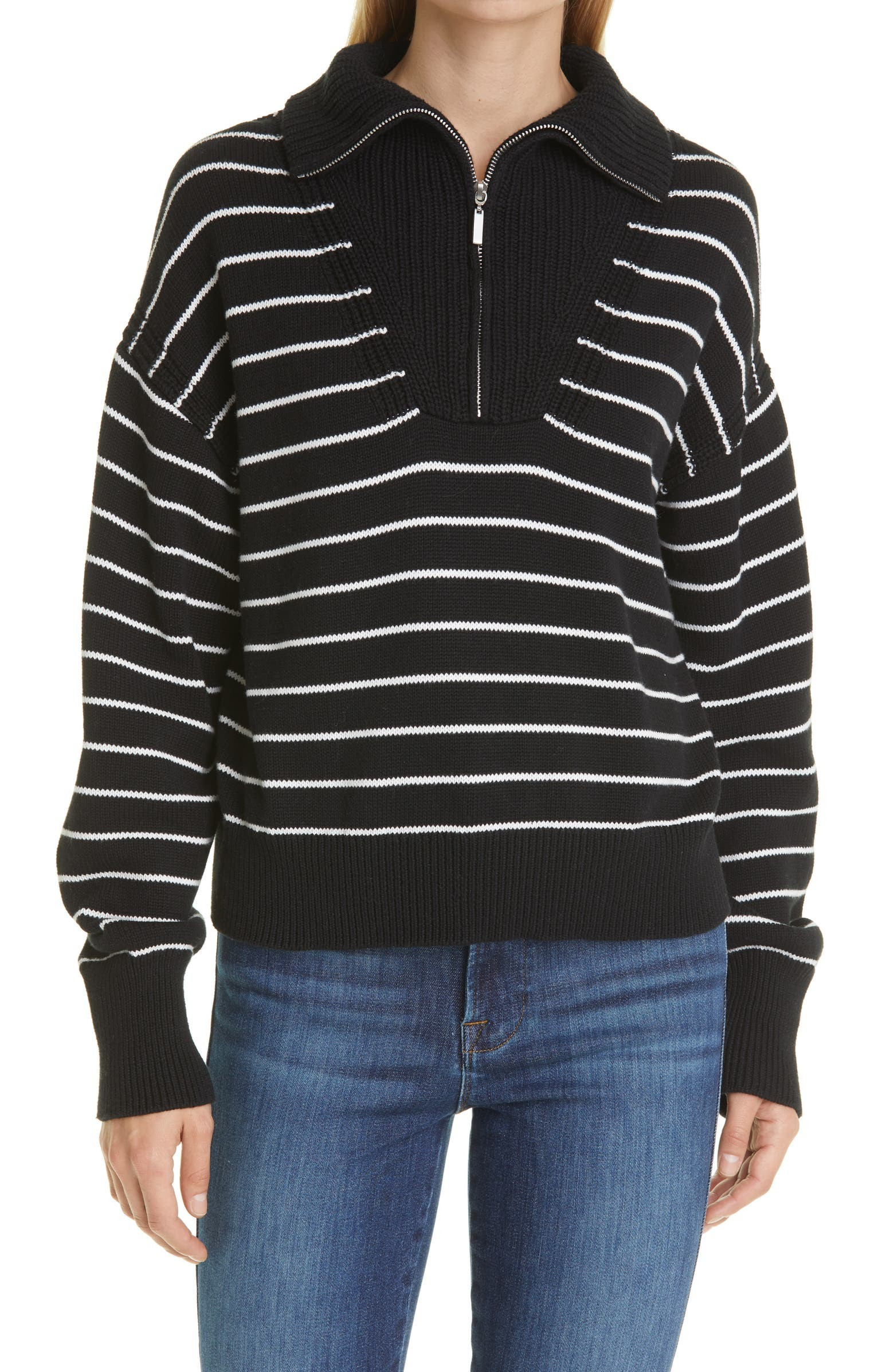 Bastien Stripe Half-Zip Cotton Sweater | Nordstrom