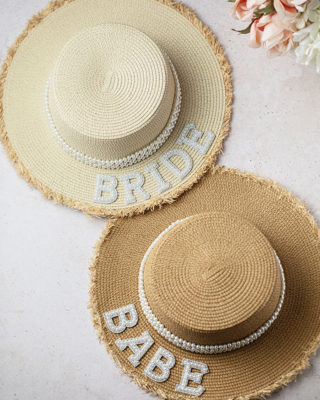 Pearl Straw Sun Hat Vacation Bachelorette Party Hats Bridesmaid Beach Hat Tropical Bachelorette P... | Etsy (US)