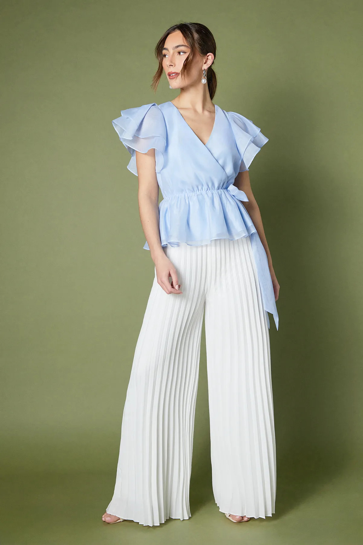 Organza Frill Wrap Top | Karen Millen UK + IE + DE + NL