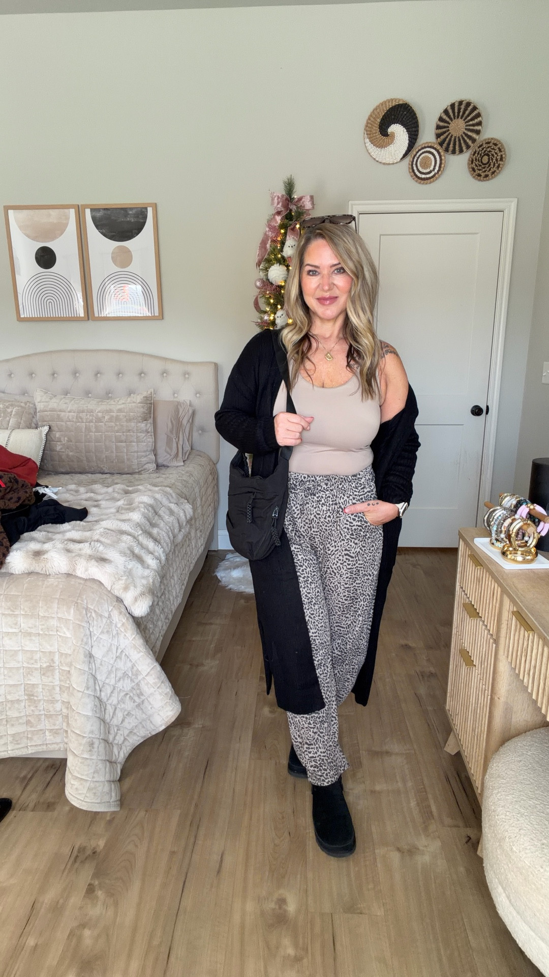 Size large in everything. You could size down in the jacket. Size up 1/2 a size in the shoes  

#LTKOver40 #LTKPetite #LTKMidsize
