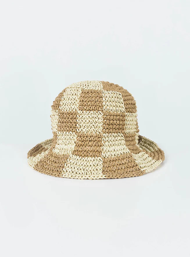 Lyndon Bucket Hat Beige Check | Princess Polly US