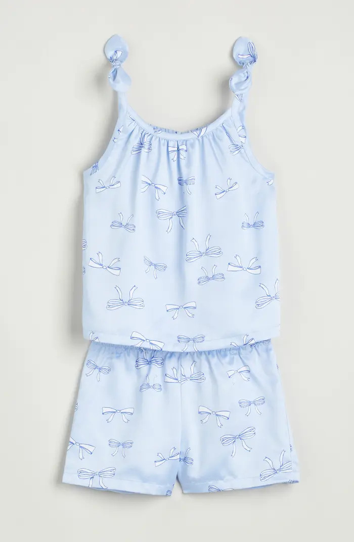 Nordstrom Kids' Bow Trim Satin Short Pajamas | Nordstrom | Nordstrom