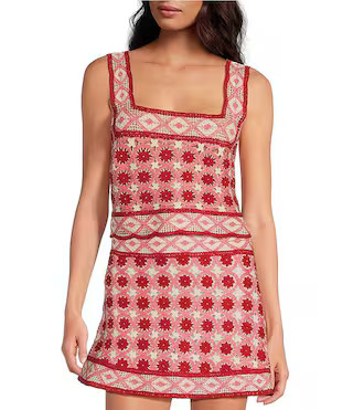 Chelsea & Violet Blossom Crochet Coordinating Square Neck Sleeveless Top | Dillard's | Dillard's