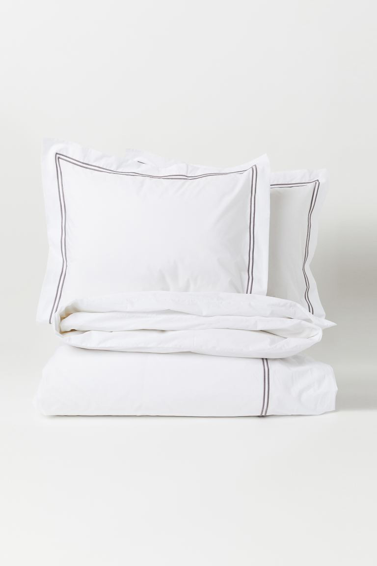 Cotton Percale King/Queen Duvet Cover Set | H&M (US + CA)