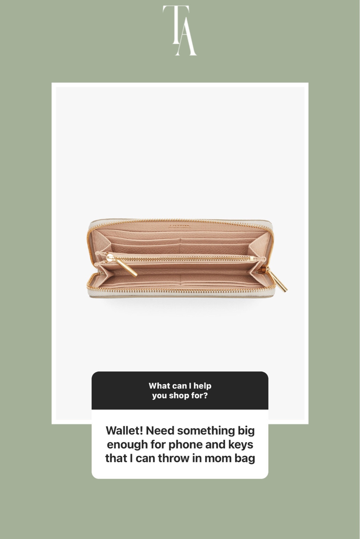 Large zip around wallet. The dimensions make it seem like you could fit a phone inside if you didn’t have it full of stuff.

#LTKstyletip #LTKFind