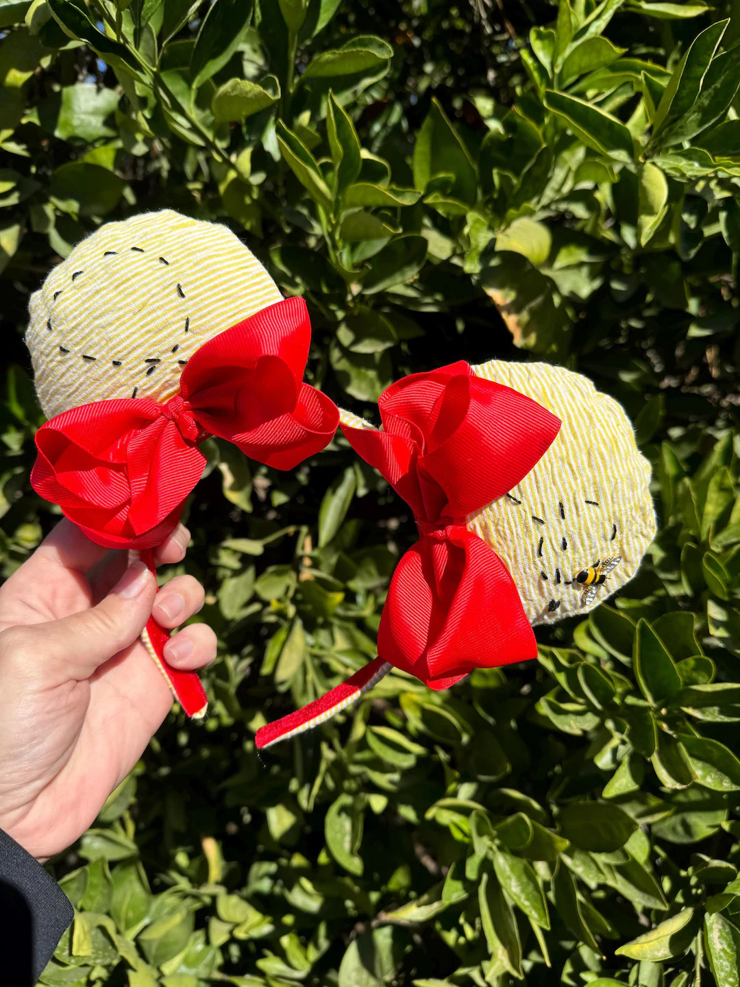 Coquette Winnie the Pooh Minnie Mickey Mouse Ears: Red Bows, Rhinestone Bee Last ONE | Etsy (US)