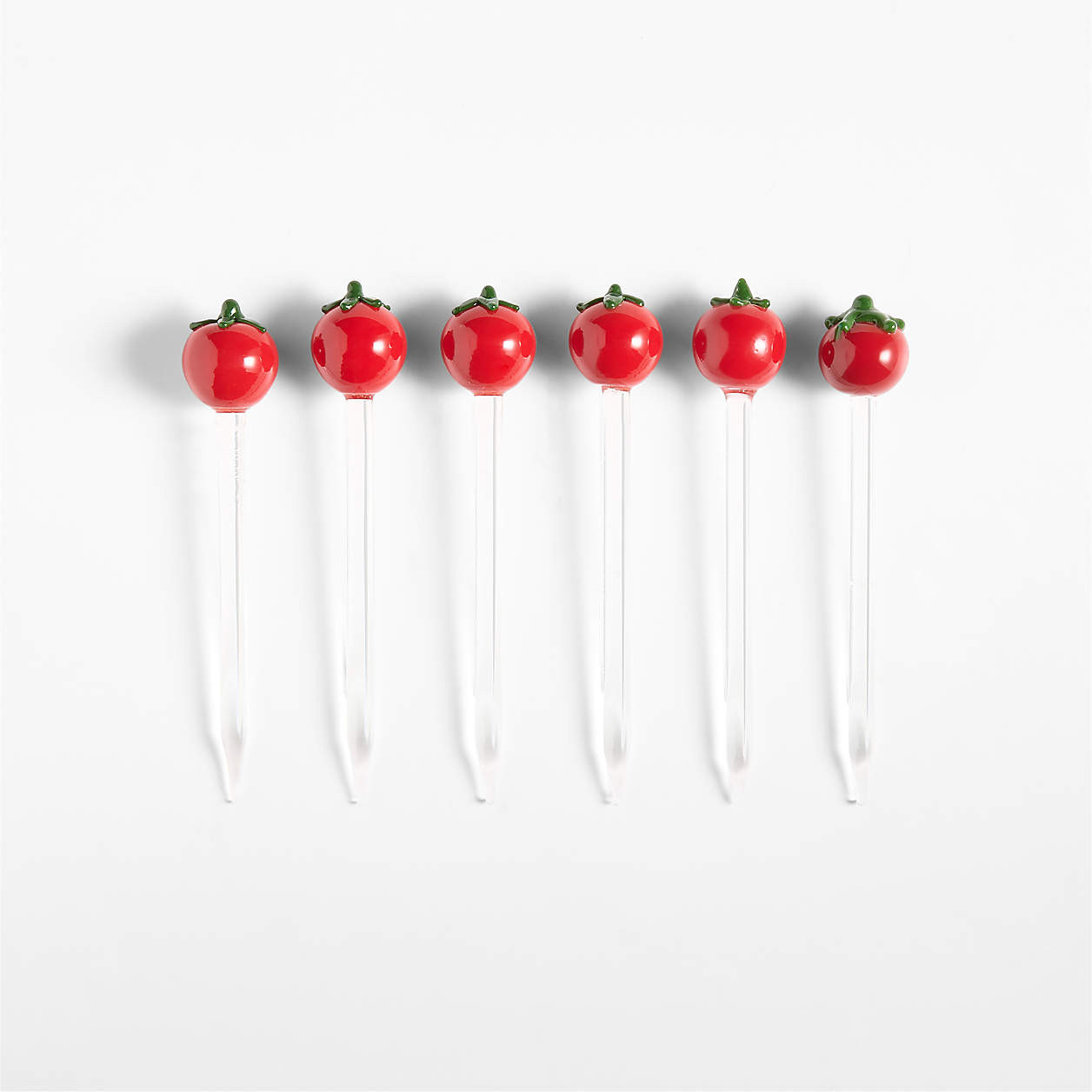 Tomato Icon Glass Martini Picks, Set of 6 + Reviews | Crate & Barrel | Crate & Barrel
