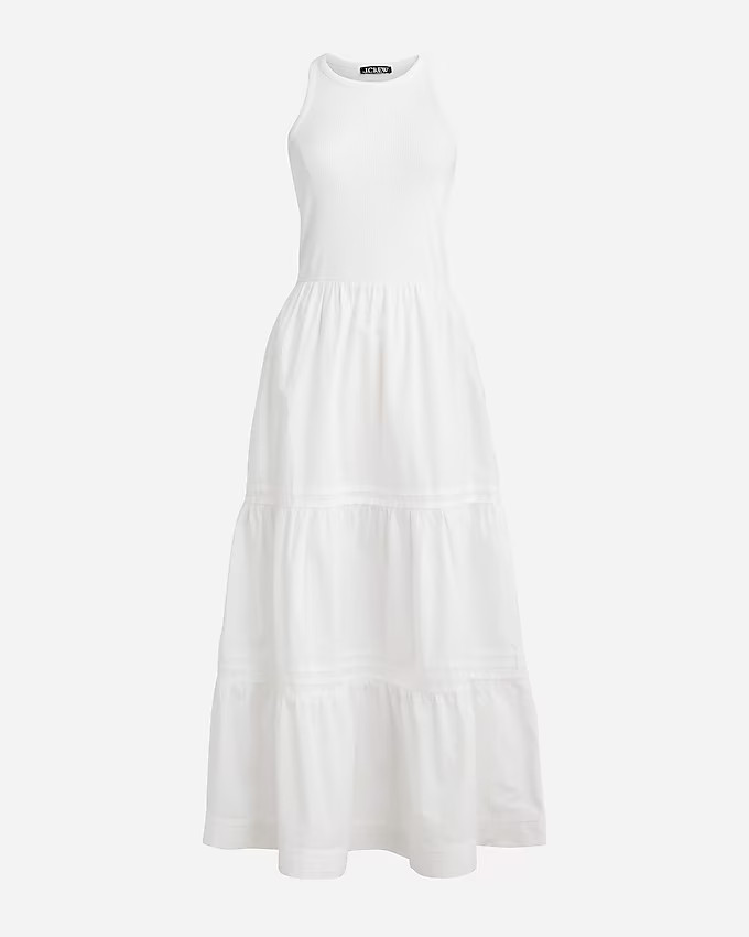 Vintage rib high-neck cutaway tank dress with poplin skirt | J. Crew US