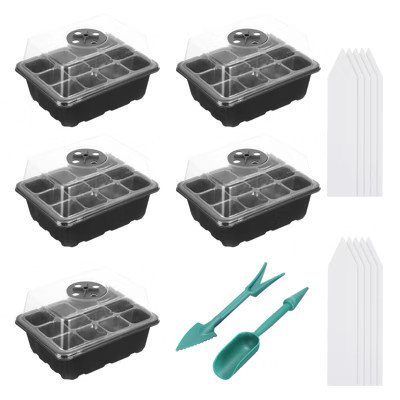 Unique Bargains Breathable Light-transmissive Corrosion-resistant Durable Seeding Tray 10 Pcs Black | Target