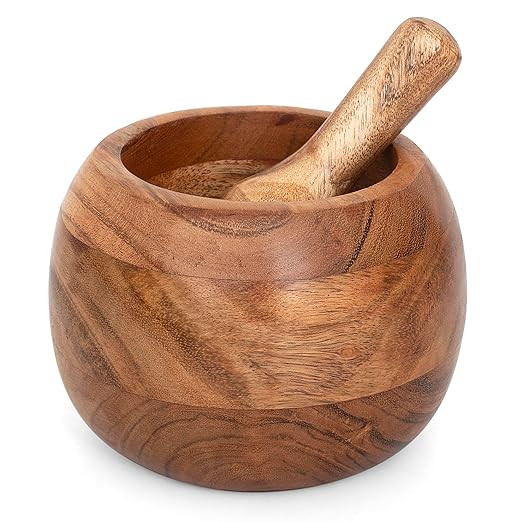 Handmade Indian Wooden Mortar and Pestle Set Natural Rustic Style Herb Spice Grinder Masala Mixer... | Amazon (US)