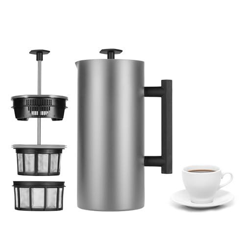 ESPRO P6 32 Ounces French Press Coffee Maker, Double Walled Stainless Steel Insulated, Brushed Stainless Steel | Amazon (US)