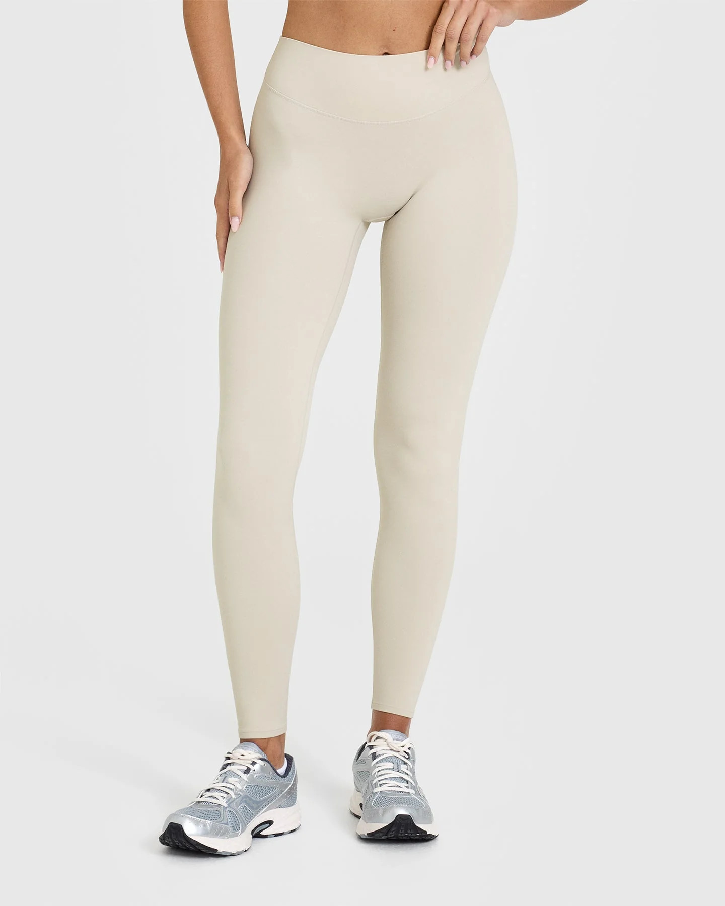SoftMotion™ Leggings with White Logo 
 Sand | Oner Active (UK / US)