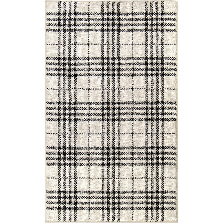 My Texas House Highlands 3' X 5' Black Plaid Area Rug | Walmart (US)