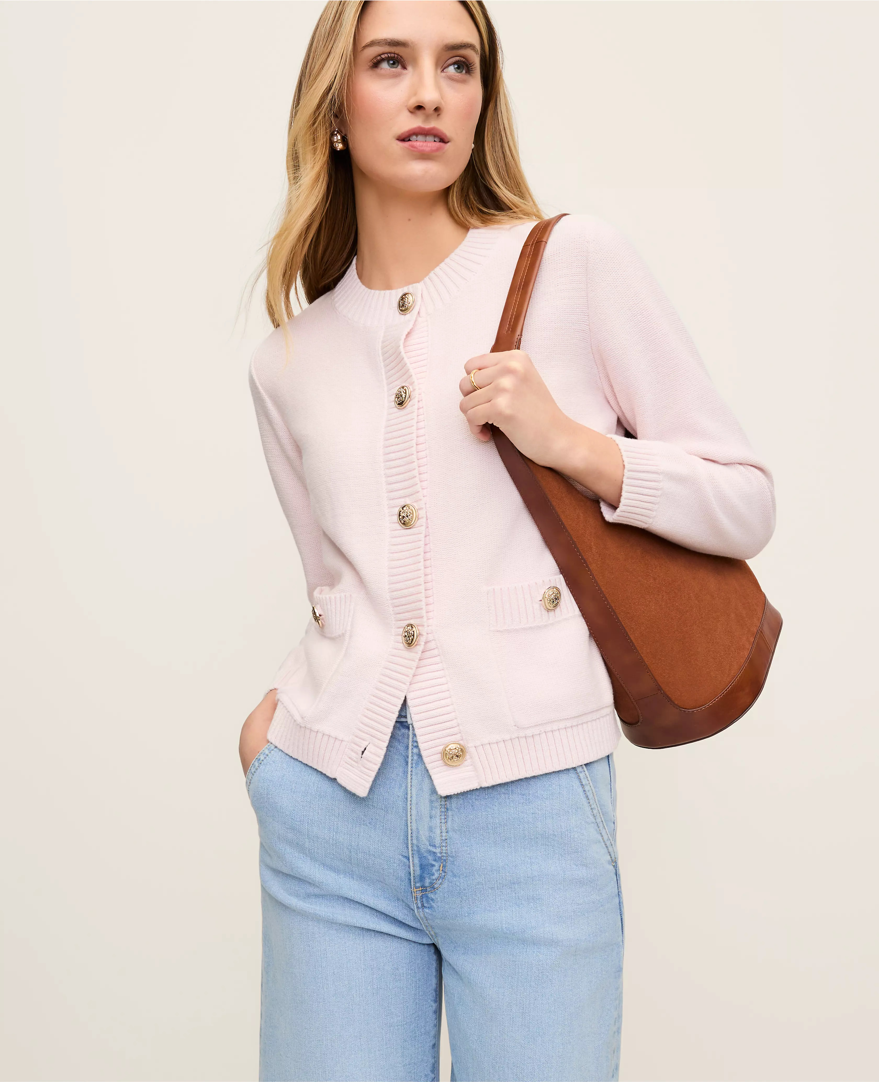 Crew Neck Cardigan | Ann Taylor