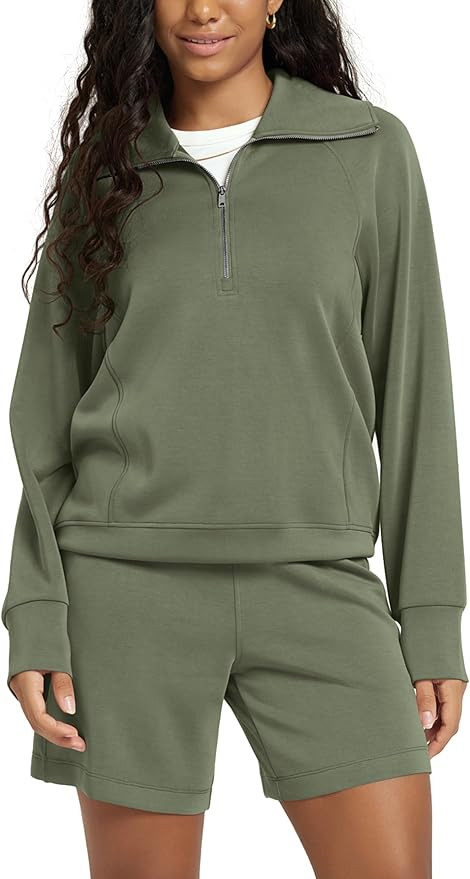 ODODOS Modal Soft Half-Zip Sweatshirts for Women Long Sleeve Relaxed Fit Collared Pullover Top | Amazon (US)