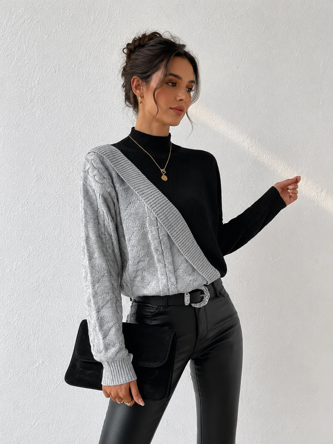 Oversized Color Block Pullover Sweater | Commense