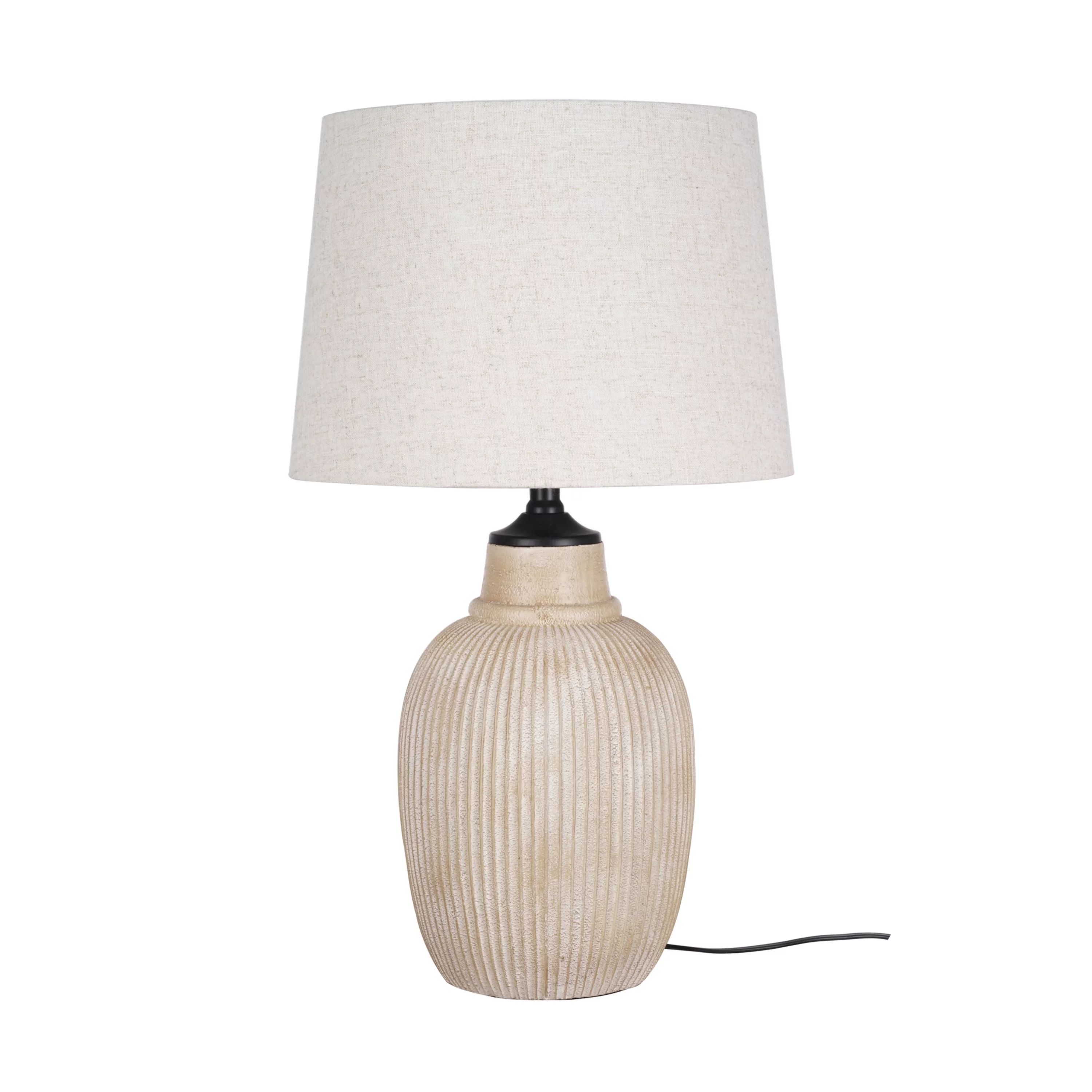 My Texas House 24.5"  Ribbed Table Lamp, Distressed Texture, Natural Finish, LED Bulb Included | Walmart (US)