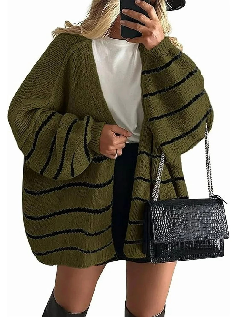 PRETTYGARDEN Womens Oversized Cardigan Sweaters 2025 Fall Long Lantern Sleeve Knit Open Front Lig... | Walmart (US)