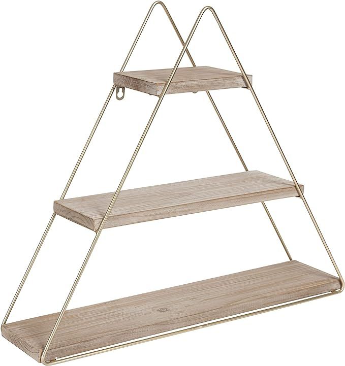 Kate and Laurel Tilde Small Three Tiered Triangle Floating Metal Wall Shelf, Rustic Light Brown a... | Amazon (US)