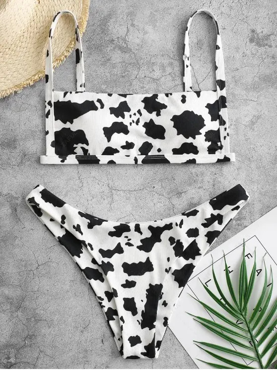 ZAFUL Animal Print Ribbed Bikini Set | ZAFUL (Global)
