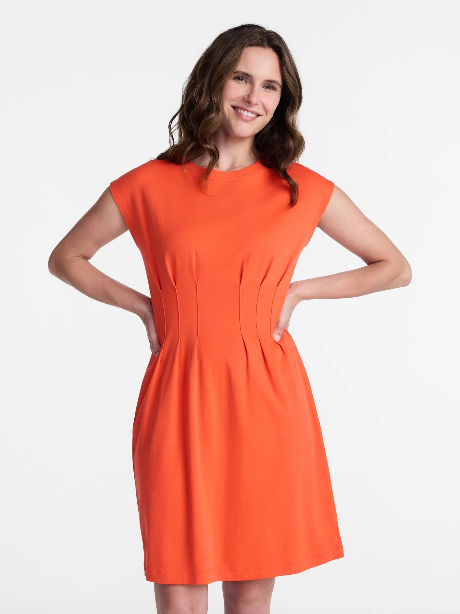 Time and Tru Women's Pleated Waist Cotton Mini Dress, Sizes XS-XXXL | Walmart (US)