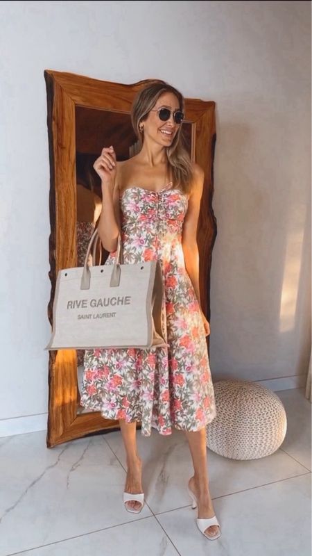 Feminine and elegant summer outfit that I am loving.  This floral dress is the perfect summer dress. The fitting is wonderful and the fabric has an amazing rich fabric. It runs true to size and I am wearing a size small. 

#LTKOver40 #LTKTravel #LTKItBag