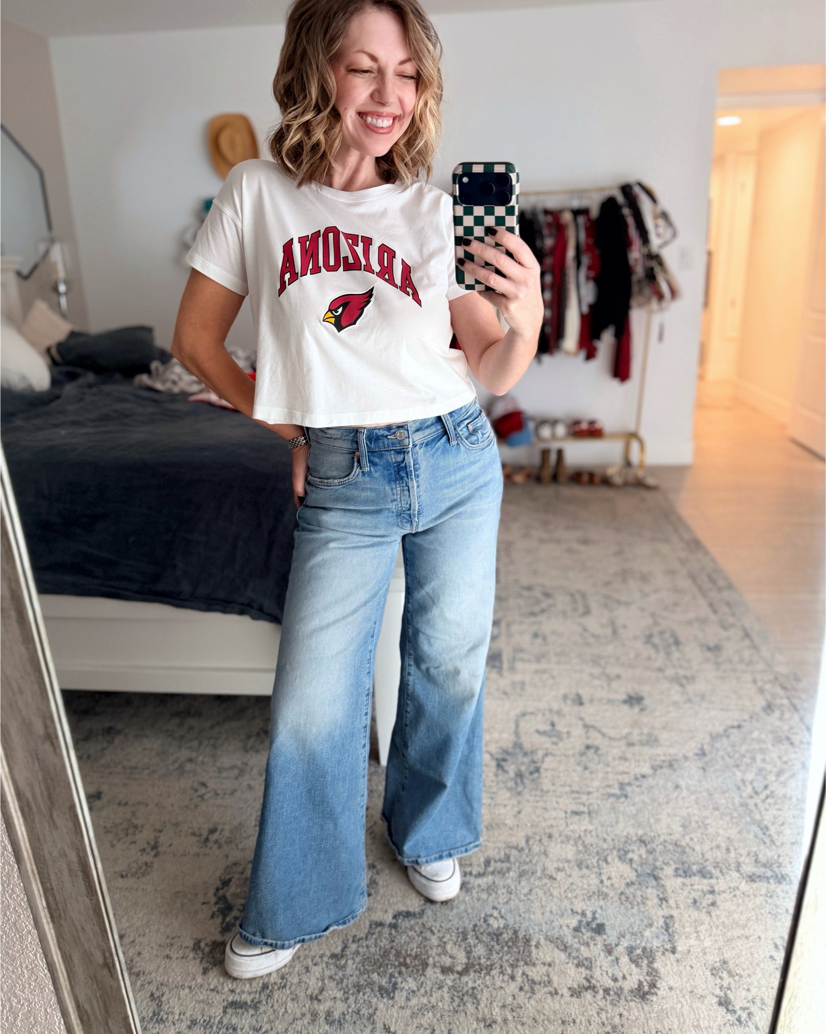 NFL x Lululemon look 2 ways. 
.
White tee is a size 2
Grey half zip is a xs/s
Jeans are from the petite Lil’ Mother line in a 27. 
Shoes are tts  
.
#gamedaystyle #lululemon 

#LTKootd #LTKOver40 #LTKPetite