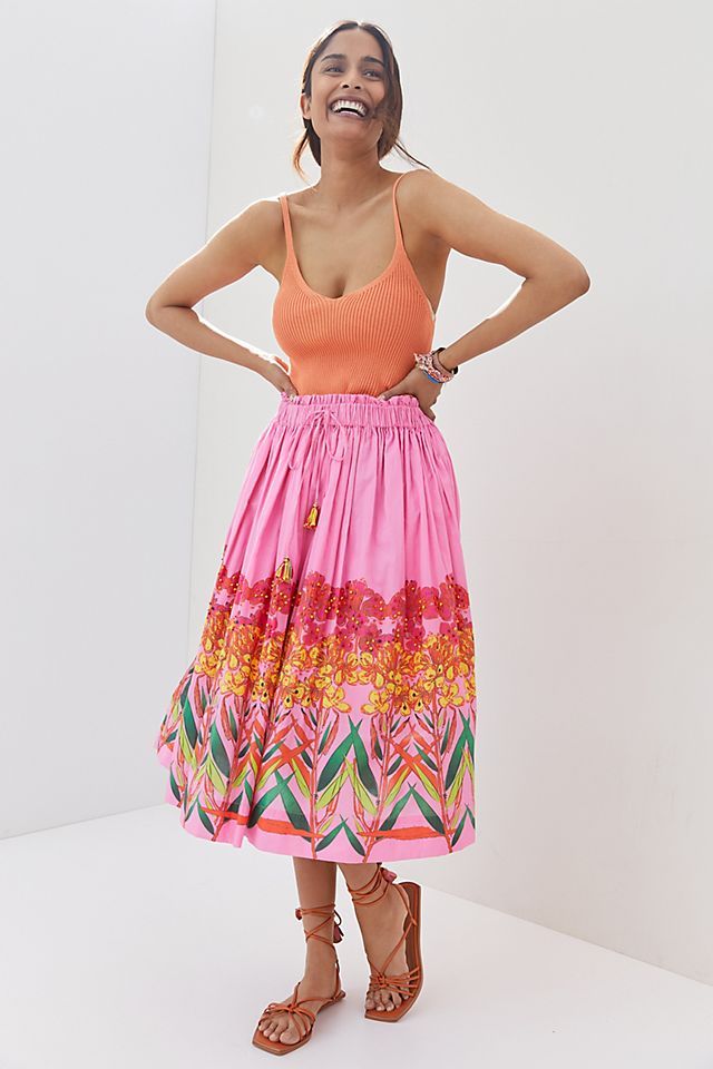 Embroidered Midi Skirt | Anthropologie (US)