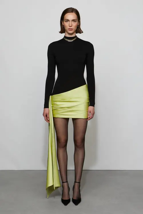 Et Ochs Simone Knit Combo Dress in Black/celery at Nordstrom, Size 12 | Nordstrom