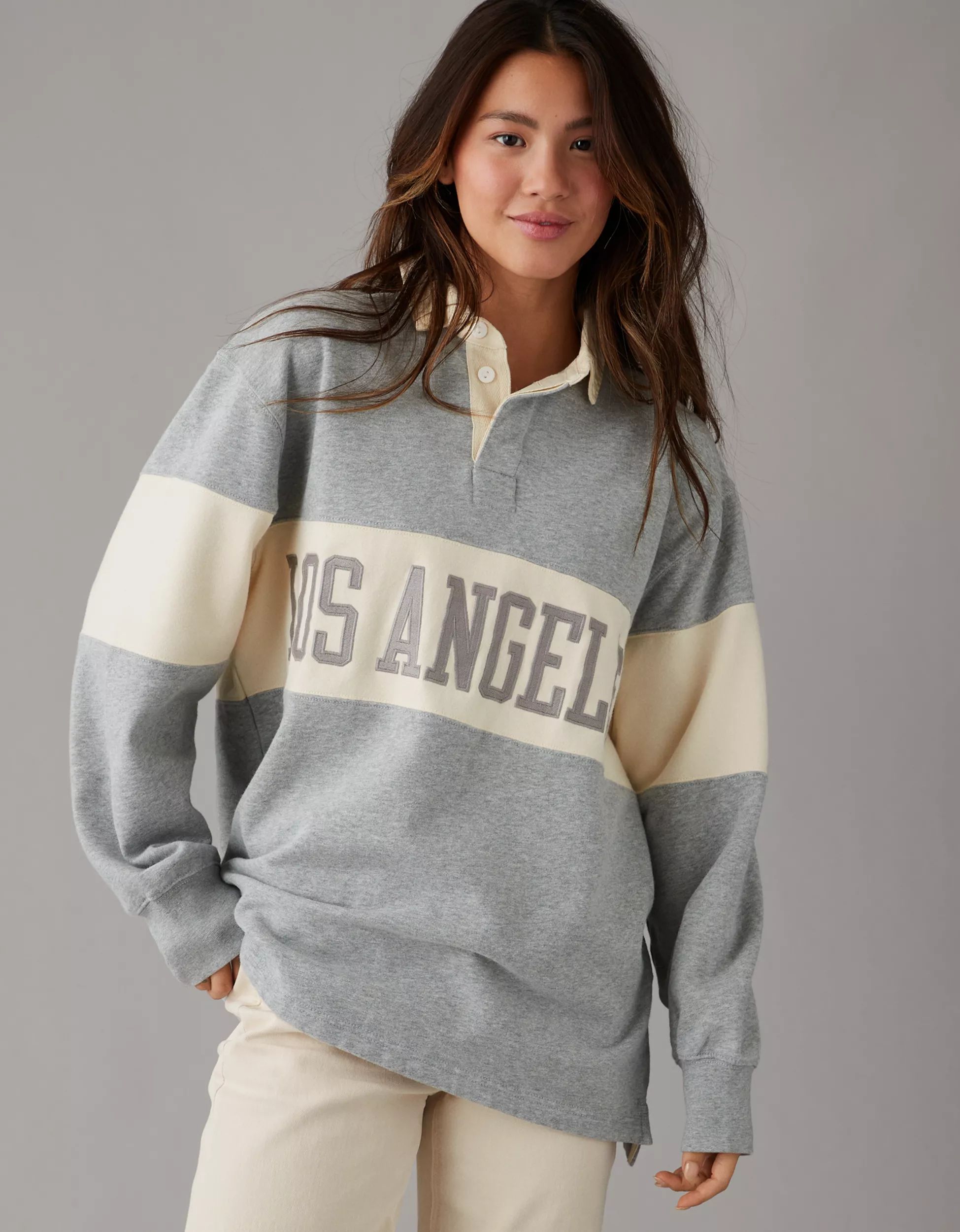 AE Oversized Los Angeles Polo Fleece Sweatshirt | American Eagle Outfitters (US & CA)