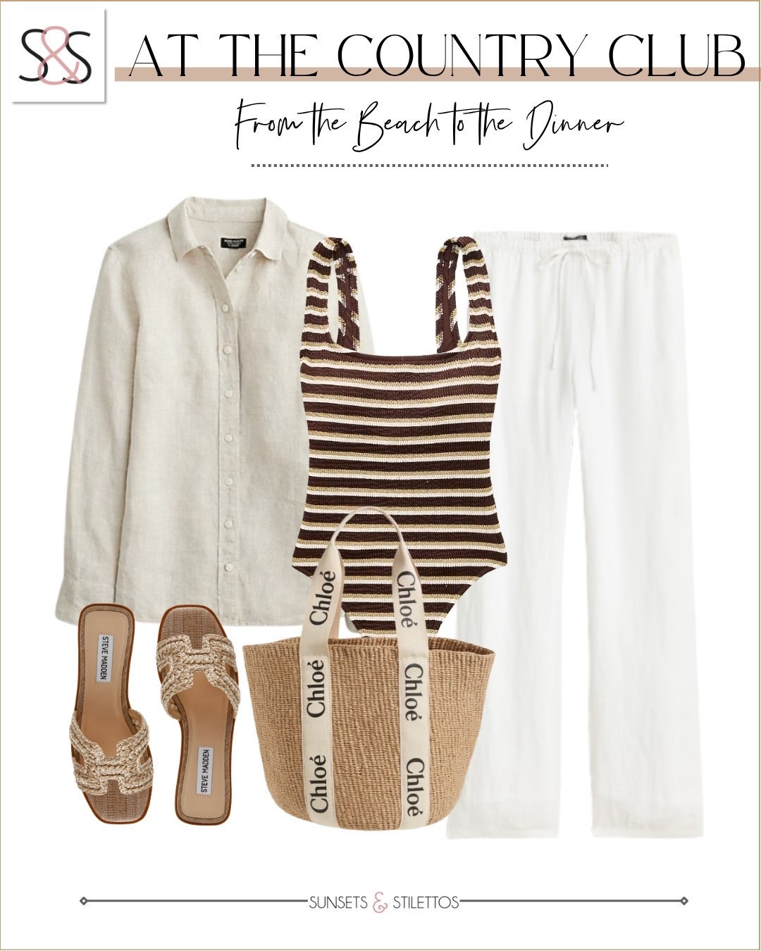I'm obsessing over how this striped one-piece transitions perfectly from poolside to dinner with just a linen shirt and slides.

summer swimsuit country club outfit one piece striped bathing suit linen cover up woven slides resort wear preppy style vacation outfits

#LTKOver40 #LTKSwim #LTKTravel