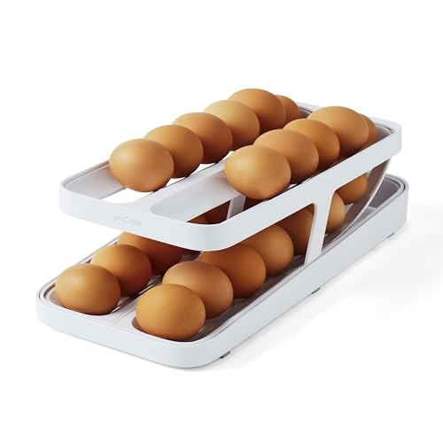 YouCopia RollDown® Egg Dispenser, Rolling Eggs Dispenser and Organizer for Refrigerator Storage, Double Track | Amazon (US)
