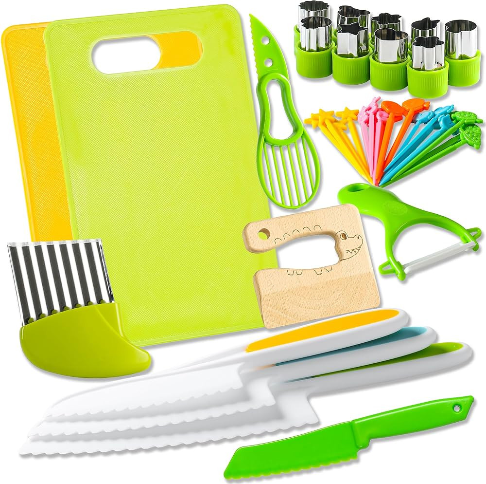 Kids Knife Set for Real Cooking: 40 Pcs Montessori Kitchen Tools for Toddlers, Gifts Toy for 2 3 ... | Amazon (US)