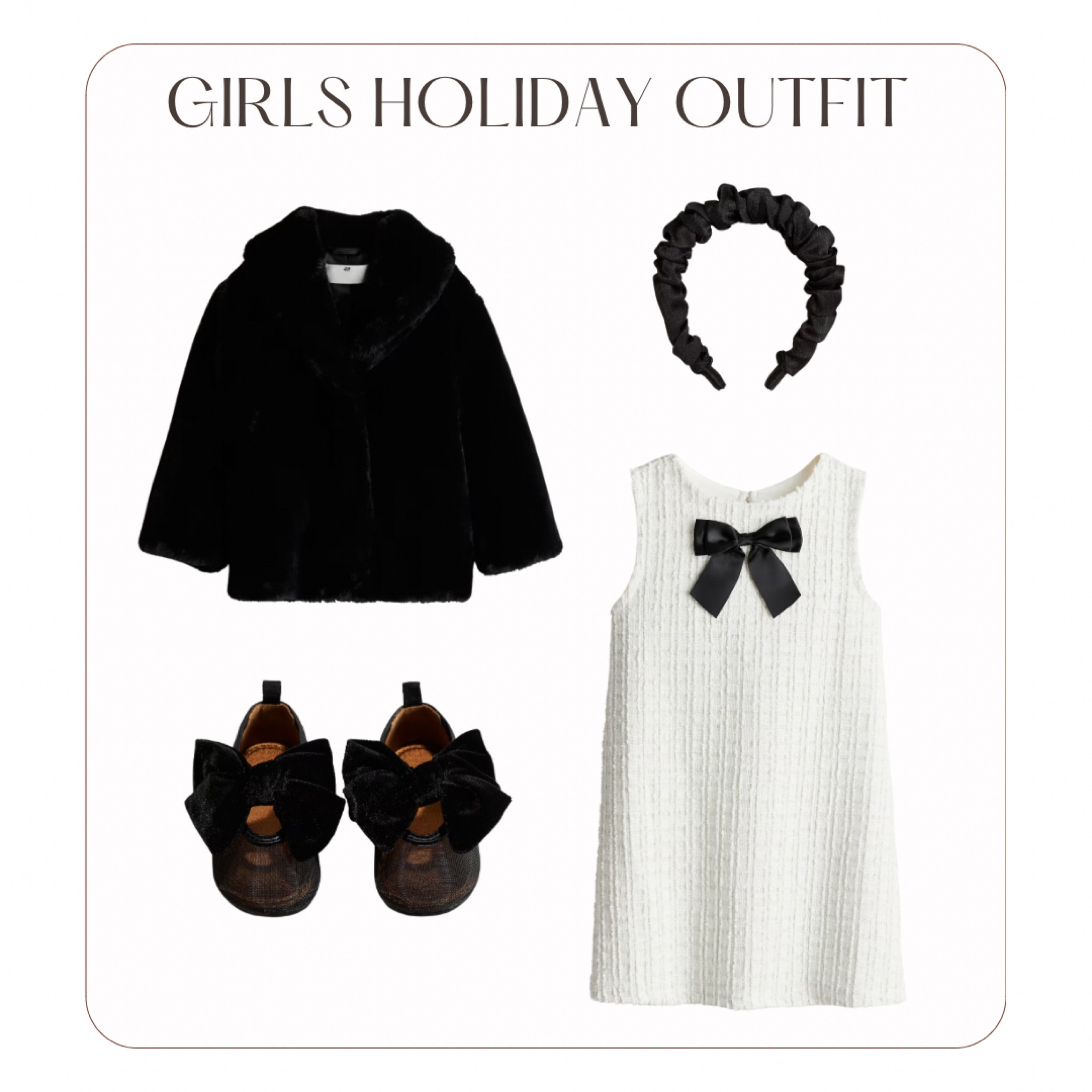 Holiday outfit option for girls. Love the classic black and white look. 

#LTKSeasonal #LTKKids #LTKHoliday