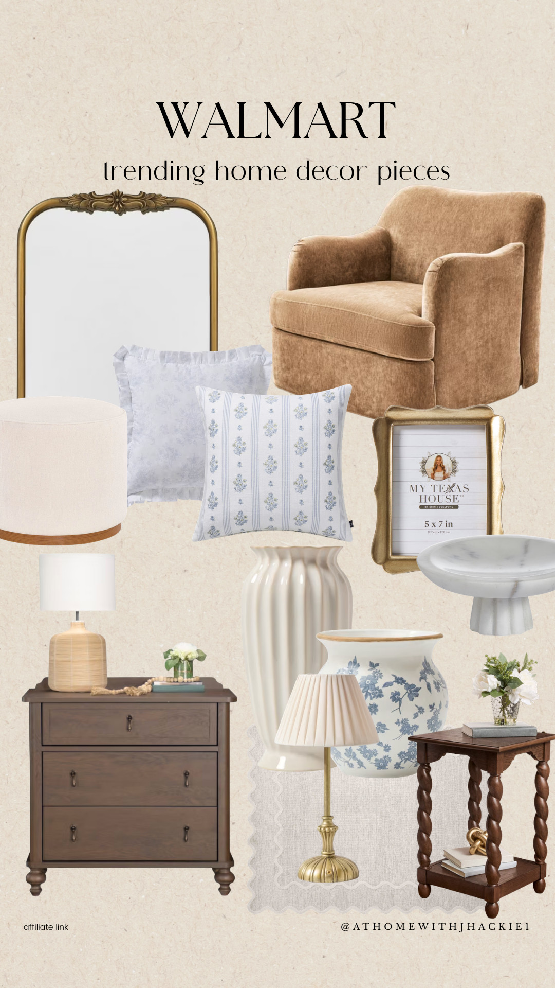Walmart home decor, walmart home finds, walmart decor, affordable home decor, budget home decor, designer look for less, vintage inspired decor, traditional home decor, cozy home inspiration, home styling ideas, walmart furniture, accent chair, decorative mirror, blue floral pillow, neutral pillows, marble bowl decor, ceramic vase, brass table lamp, picture frames, side table decor, bedroom decor ideas, living room decor, home decorating inspiration, walmart best finds, timeless home decor, grandmillennial decor, cottage style decor, classic home style, walmart furniture finds

#LTKHome