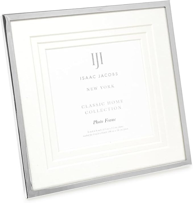 Isaac Jacobs 6x6 (Matted 4x4) Silver Metal Picture Frame, Triple Matted Classic Metal Photo Frame... | Amazon (US)
