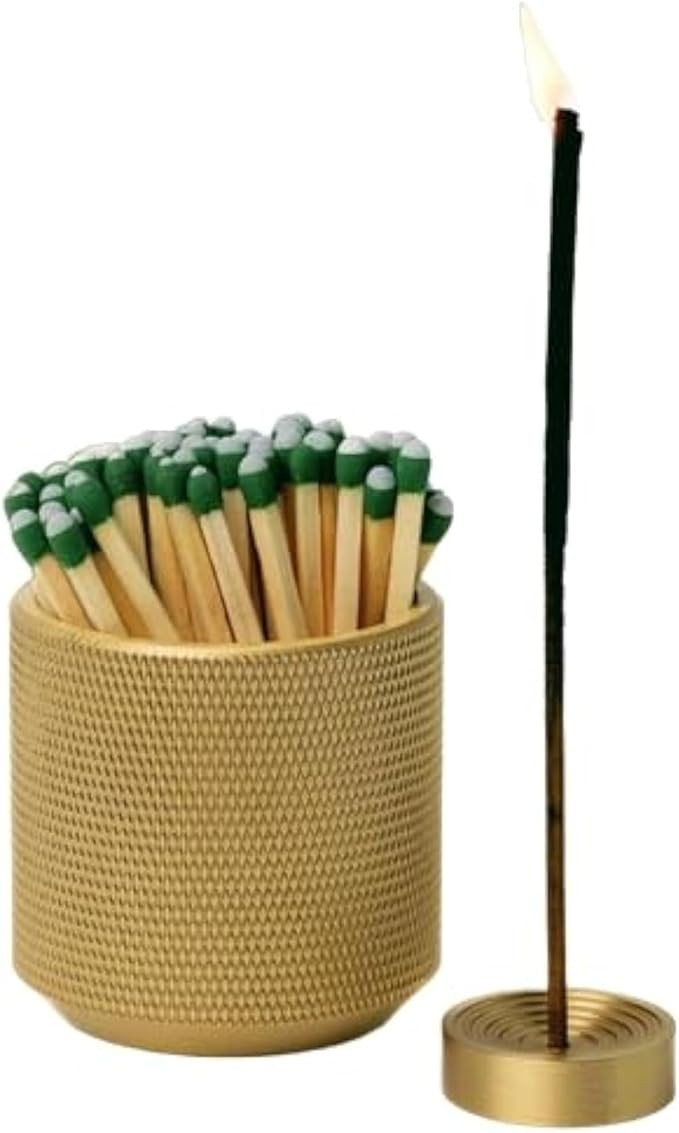 Match Holder with Striker - with Bonus Incense Holder - 100% Solid Brass Match Striker and Holder... | Amazon (US)