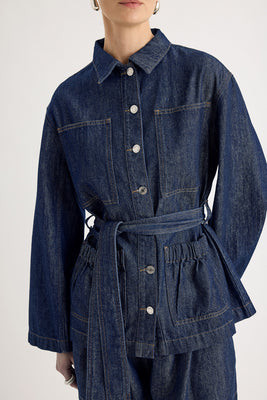 Elora Jacket in Dark Blue Wash | Merlette NYC
