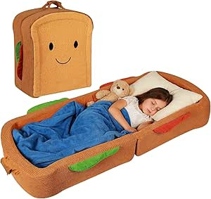 Toddler Travel Bed Sandwich Style - Portable Toddlers Floor Beds, Foldable Soft Foam Travel Crib ... | Amazon (US)