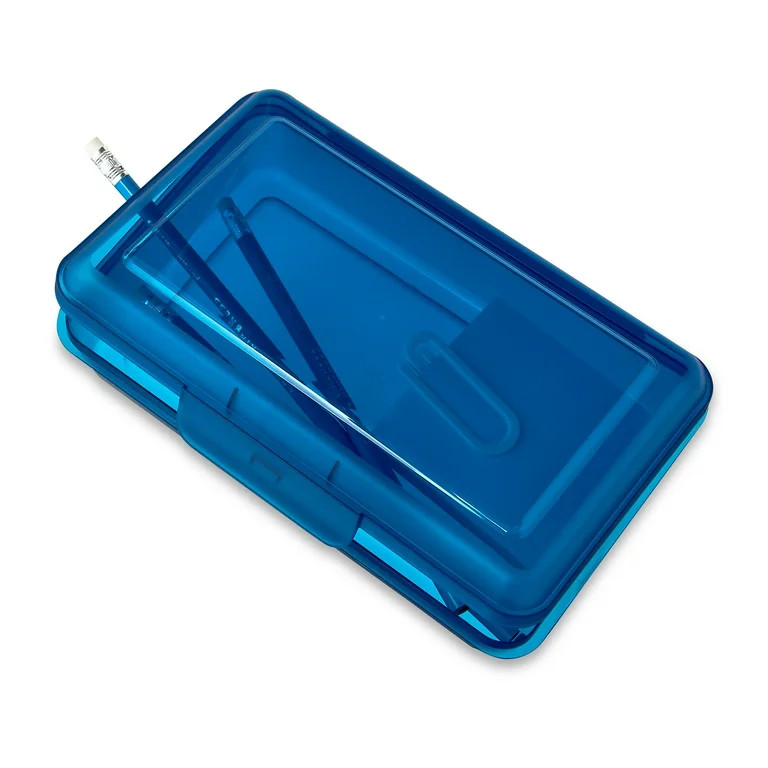Pen+Gear Lightweight Plastic Pencil Box with Snap-on Lid, Translucent Sapphire Blue, 1-Pack | Walmart (US)