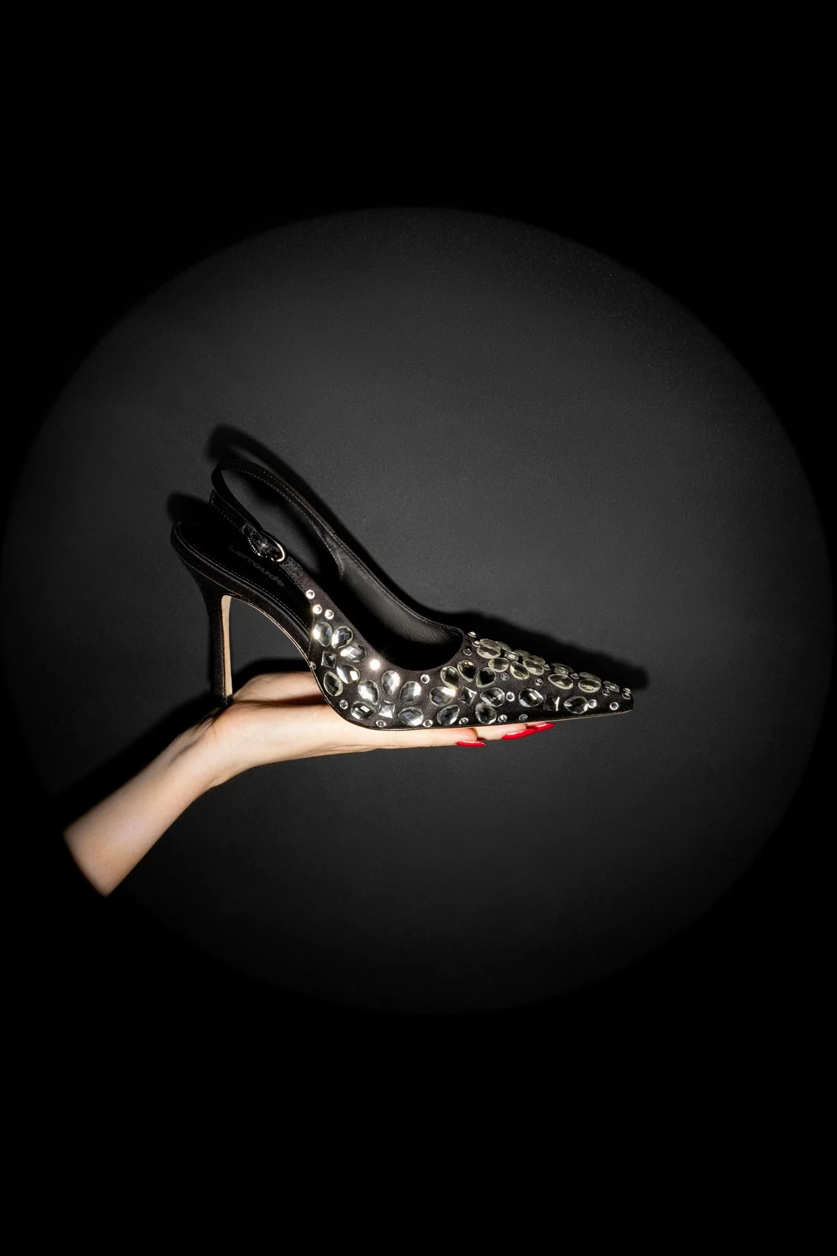 Carine Crystal Pump In Black Satin | Larroude
