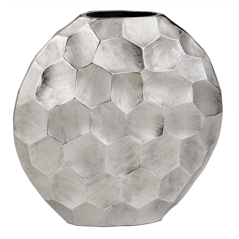 Facetado Round Silver Vase (Silver) | Bed Bath & Beyond
